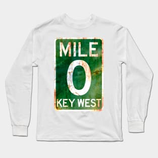 Mile 0 Key West Florida A1A Rusted Long Sleeve T-Shirt